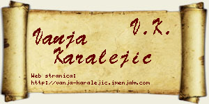 Vanja Karalejić vizit kartica
